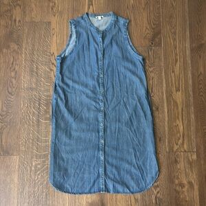 Eileen Fisher chambray sleeveless button down dress